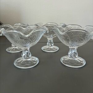 Vintage Glass Dessert Serving Bowls - Set of 4
